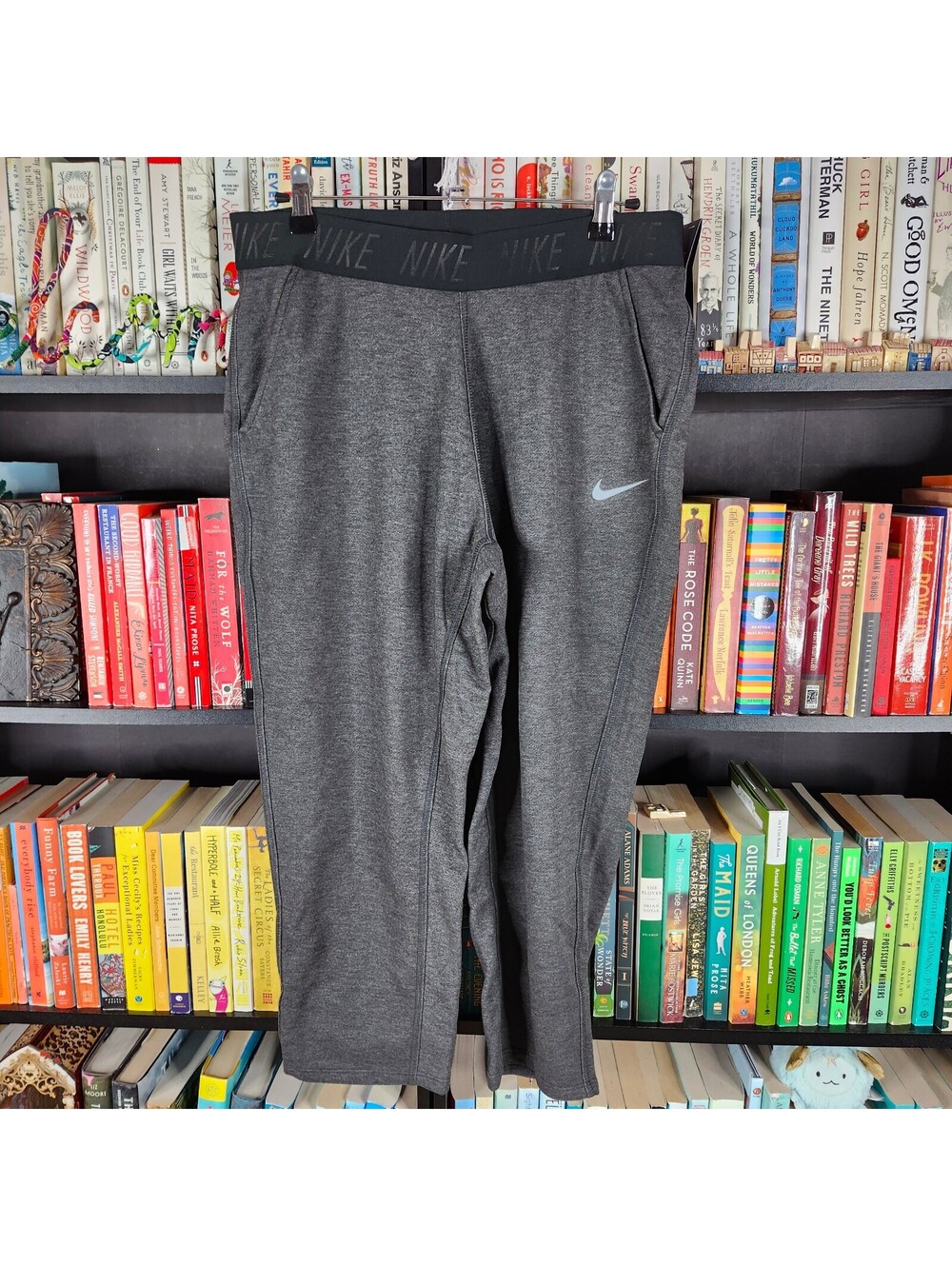 NWT Nike Women's Dri-FIT Gray Cropped Training Pants Athletic Workout Joggers L